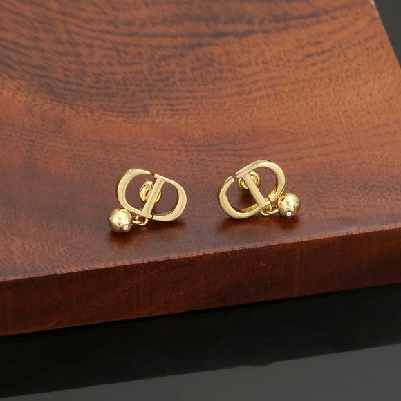 Dior Gold Logo Earrings - Picture 1 of 6